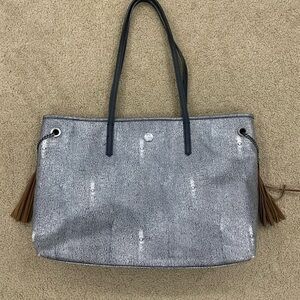 Elegant Antonio Melani Gray Tote Bag with Brown Accents